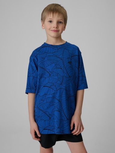  4F JUNIOR Chłopięcy tshirt z nadrukiem 4F 4FJWSS26TTSHM3285 niebieski Niebieski