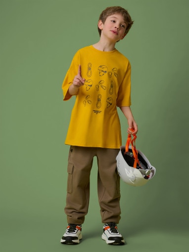 Obrazek dla: 4F JUNIOR Chłopięcy tshirt z nadrukiem 4F 4FJRSS26TTSHM3747  żółty Żółty