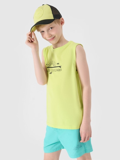 4F JUNIOR Chłopięcy top tank z nadrukiem 4F 4FJWSS25TSLEM163  zielony Zielony
