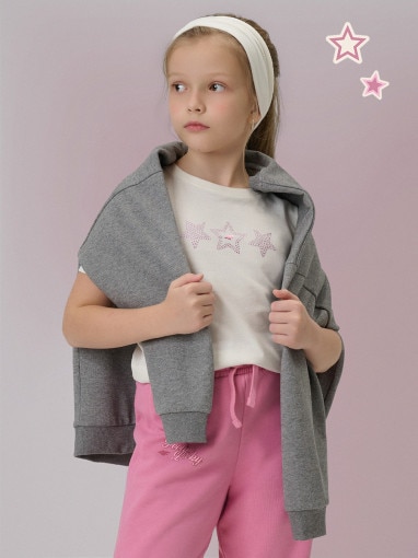  4F JUNIOR Dziewczęcy tshirt z nadrukiem 4F 4FJRSS26TTSHF3455  biały Biały