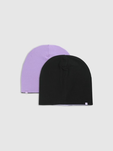 4F JUNIOR Dziecięca czapka beanie dwustronna 4F 4FJWSS25ACAPU505  fioletowa Fioletowy