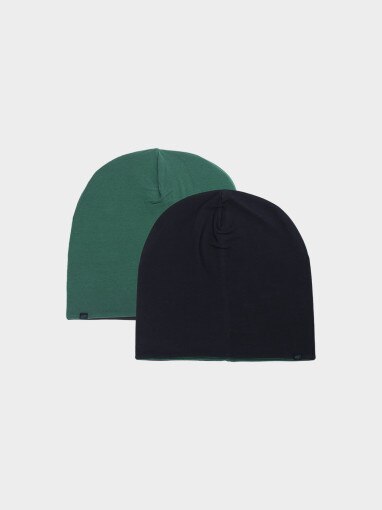 4F JUNIOR Dziecięca czapka beanie dwustronna 4F 4FJWSS25ACAPU505  zielona Czarny
