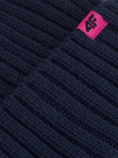Dziecięca czapka z pomponem 4F 4FJRAW25ACAPU0745 - granatowa