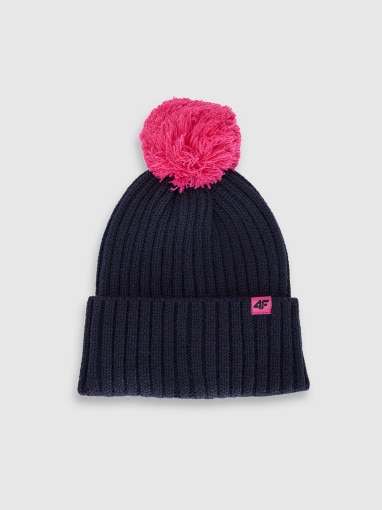 4F JUNIOR Dziecięca czapka z pomponem 4F 4FJRAW25ACAPU0745 granatowa Granatowy