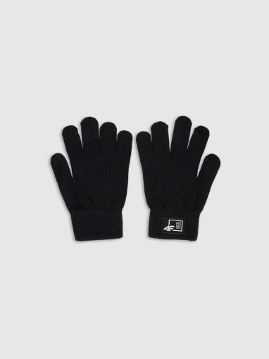 4F JUNIOR Dziecięce rękawiczki dzianinowe 4F 4FJRAW25AGLOU146 czarne Czarny