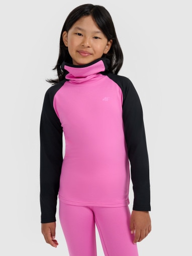  4F JUNIOR Dziewczęca bielizna termiczna ocieplana (góra) 4F 4FJRAW25UBRUF112  różowa Różowy