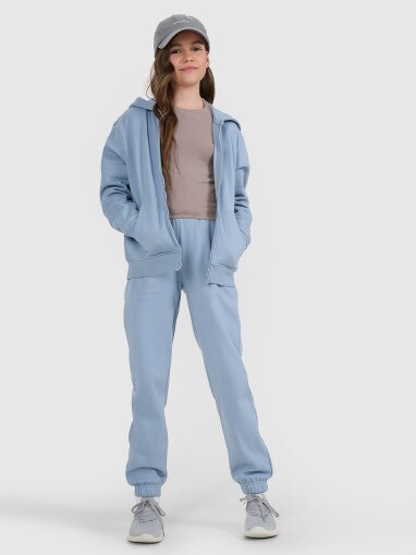 Dziewczęca bluza dresowa rozpinana z kapturem 4F 4FJRAW25TSWSF2466 - niebieska