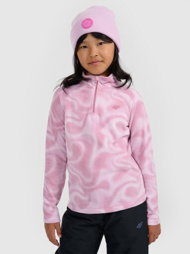  4F JUNIOR Dziewczęca bluza termiczna polarowa 4F 4FJRAW25UFLEF071  różowa Multikolor