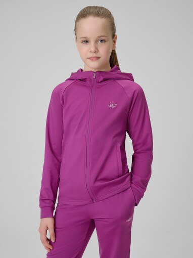  4F JUNIOR Dziewczęca bluza treningowa 4F 4FJRSS26TFSWF0989  różowa Różowy
