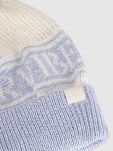 Dziewczęca czapka z pomponem 4F 4FJRAW25ACAPF0748 - niebieska
