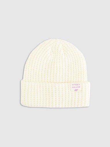  4F JUNIOR Dziewczęca czapka zimowa 4F 4FJRAW25ACAPF0810  biała Biały