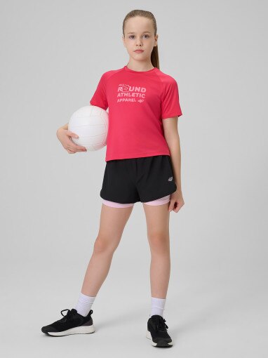 Dziewczęca koszulka treningowa 4F 4FJWSS26TFTSF1962 - różowa