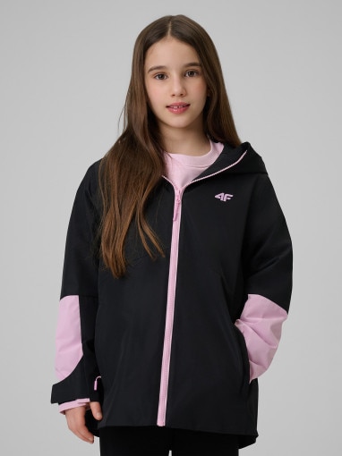  4F JUNIOR Dziewczęca kurtka przejściowa 4F 4FJWSS26TTJAF0958  czarna Czarny