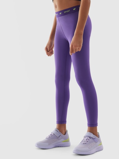 Dziewczęce legginsy 4F 4FJWSS24TFTIF223 - fioletowe