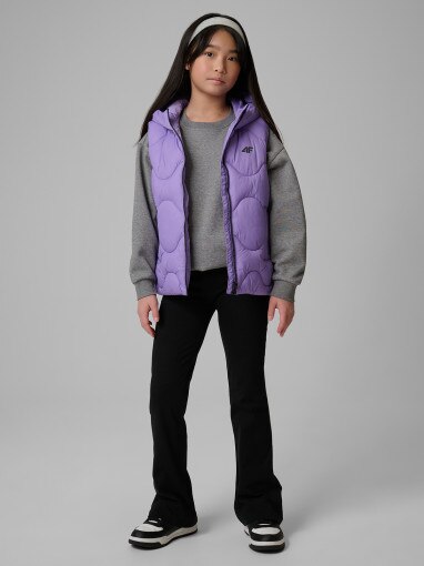  4F JUNIOR Dziewczęce legginsy 4F 4FJWSS26TTIGF275  czarne Czarny