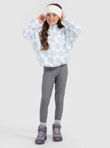 4F JUNIOR Dziewczęce legginsy dzianinowe 4F 4FJRAW25TTIGF292 szare Szary