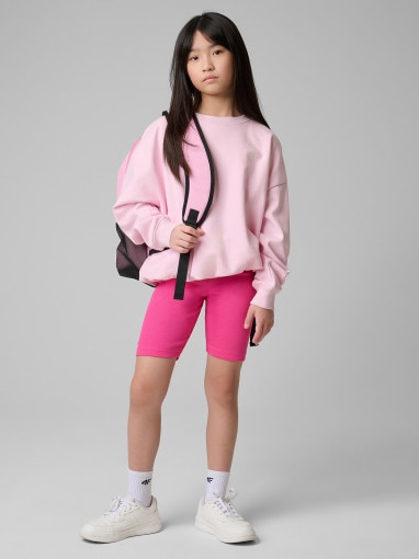 4F JUNIOR Dziewczęce legginsy kolarki treningowe 4F 4FJWSS26TSTIF024 różowe Różowy
