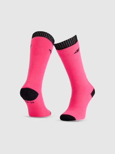 4F JUNIOR Dziewczęce skarpetki narciarskie 4F 4FJWAW25UFSOF227 różowe Różowy