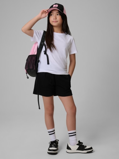  4F JUNIOR Dziewczęce spodenki dresowe 4F 4FJRSS26TSHOF0860  czarne Czarny