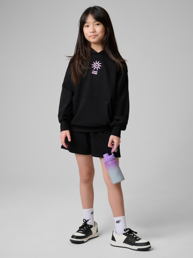  4F JUNIOR Dziewczęce spodenki dresowe 4F 4FJWSS26TSHOF769  czarne Czarny