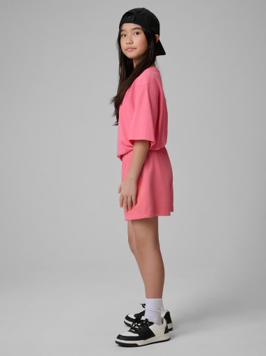 Dziewczęce spodenki dresowe 4F 4FJWSS26TSHOF777 - różowe