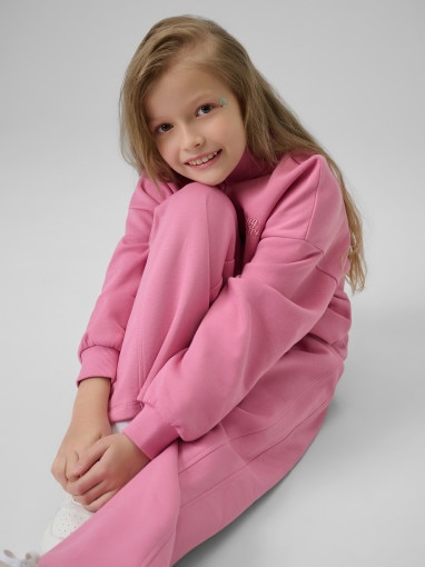 Dziewczęce spodnie dresowe 4F 4FJRSS26TTROF1727 - różowe