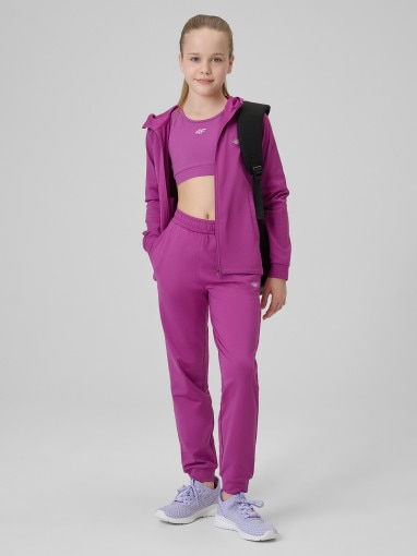  4F JUNIOR Dziewczęce spodnie dresowe joggery 4F 4FJRSS26TFTRF1458  różowe Różowy