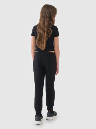 Dziewczęce spodnie dresowe joggery 4F 4FJWSS25TTROF1099 - czarne
