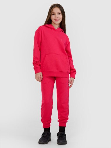 4F JUNIOR Dziewczęce spodnie dresowe joggery 4F 4FJWSS25TTROF1099  różowe Różowy