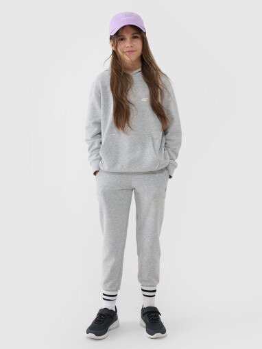 4F JUNIOR Dziewczęce spodnie dresowe joggery 4F 4FJWSS25TTROF1099  szare Szary