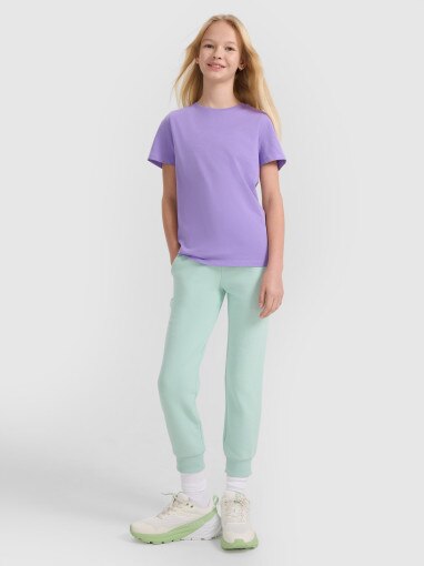 4F JUNIOR Dziewczęce spodnie dresowe joggery 4F 4FJWSS25TTROF1099  zielone Zielony