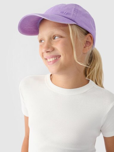 Dziewczęcy t-shirt basic 4F 4FJRSS24TTSHF2053 - biały
