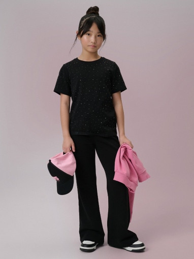  4F JUNIOR Dziewczęcy tshirt basic 4F 4FJRSS26TTSHF3454  czarny Czarny