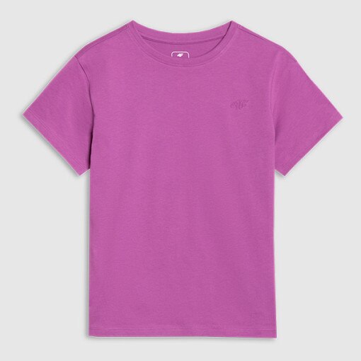 Dziewczęcy t-shirt oversize 4F 4FJWSS25TTSHF2326 - fioletowy