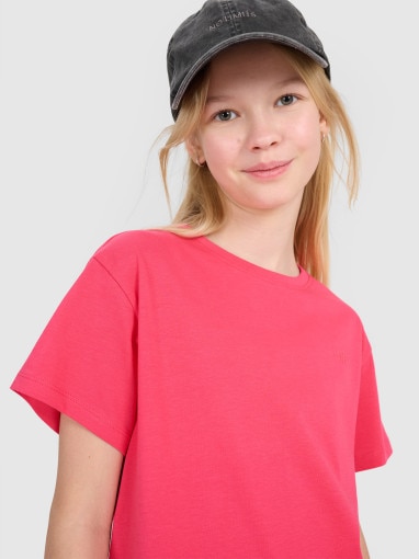 Dziewczęcy t-shirt oversize 4F 4FJWSS25TTSHF2326 - różowy