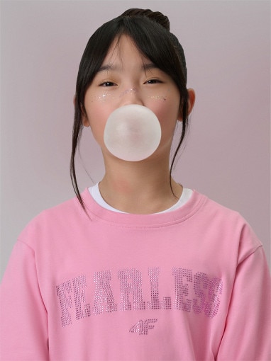  4F JUNIOR Dziewczęcy tshirt z nadrukiem 4F 4FJRSS26TTSHF3453  różowy Różowy