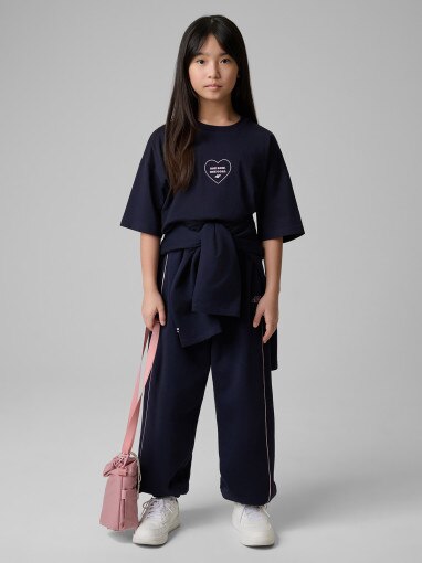  4F JUNIOR Dziewczęcy tshirt z nadrukiem 4F 4FJRSS26TTSHF3690  granatowy Granatowy