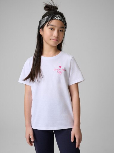 Dziewczęcy t-shirt z nadrukiem 4F 4FJRSS26TTSHF3691 - biały