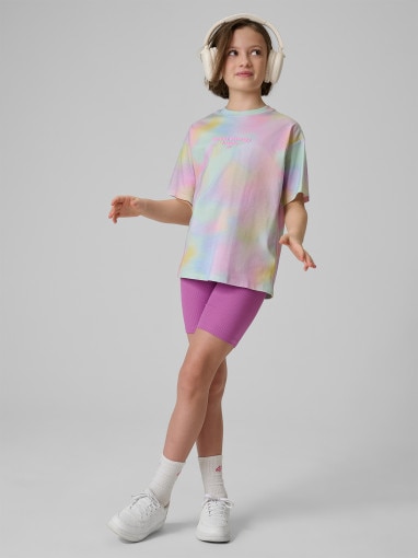 Dziewczęcy t-shirt z nadrukiem 4F 4FJRSS26TTSHF3826 - multikolor