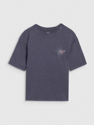 4F JUNIOR Dziewczęcy tshirt z nadrukiem 4F 4FJWSS25TTSHF1853  szary Szary