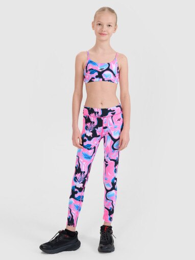 4F JUNIOR Dziewczęce legginsy sportowe 4F 4FJWSS25TFTIF296  multikolor Multicolor
