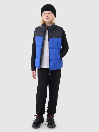 Chłopięcy longsleeve regular gładki 4F 4FJWSS25TLONM420 - biały
