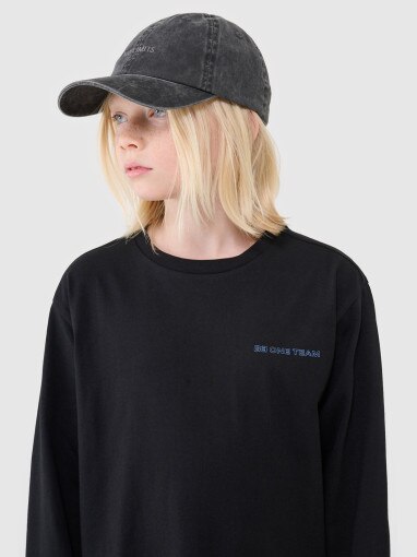 4F JUNIOR Chłopięcy longsleeve regular z nadrukiem 4F 4FJWSS25TLONM421  czarny Czarny