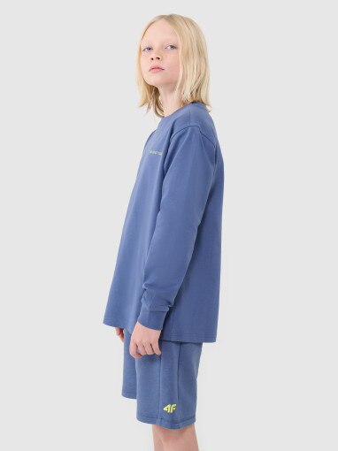 4F JUNIOR Chłopięcy longsleeve regular z nadrukiem 4F 4FJWSS25TLONM421  niebieski Niebieski