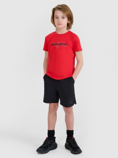 4F JUNIOR Chłopięce spodenki sportowe 4F 4FJWSS25TFSHM0858  czarne Czarny