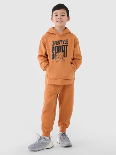 4F JUNIOR Chłopięce spodnie dresowe joggery 4F 4FJRSS25TTROM1340  pomarańczowe Pomarańczowy