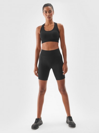 4F Damskie legginsy kolarki treningowe 4F 4FWAW24TFSHF710 czarne Głęboka czerń