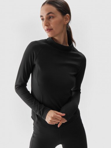 4F Damski longsleeve do jogi 4F 4FWAW24TFLOF292 czarny Czarny