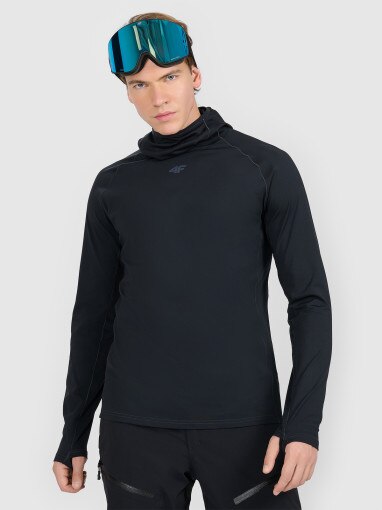  4F Męska bielizna termiczna z kapturem (góra) 4F 4FWAW25UBRUM100  czarna Czarny
