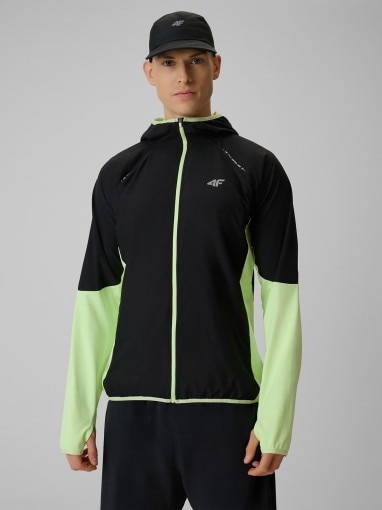  4F Męska bluza do biegania 4F 4FWSS26TFSWM643  limonkowa Limonkowy